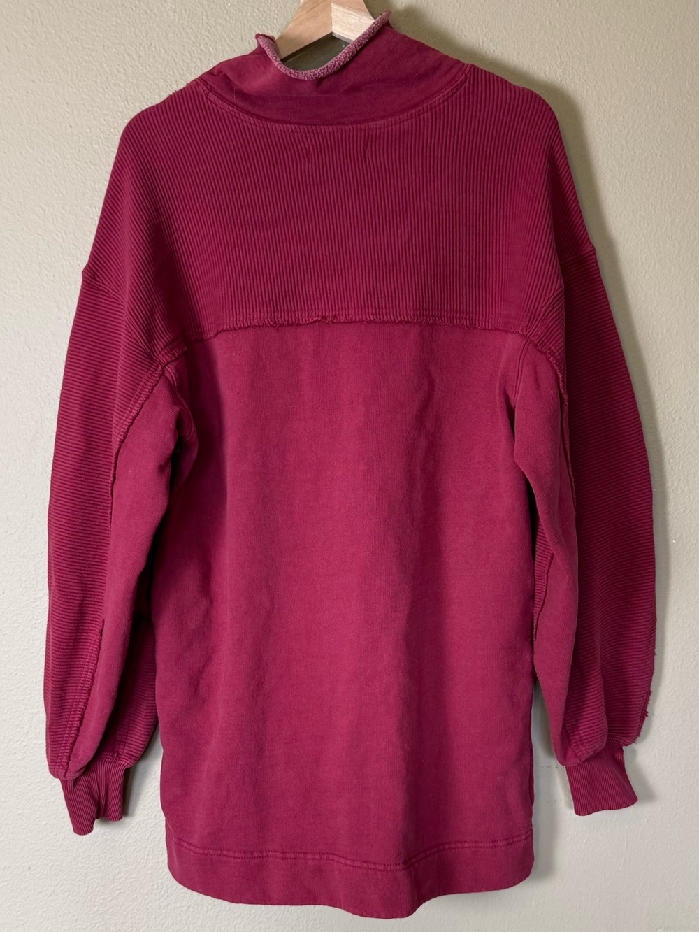 Free People Red Cotton Ella Tunic Sweatshirt Size 8 - Picture 4 of 8